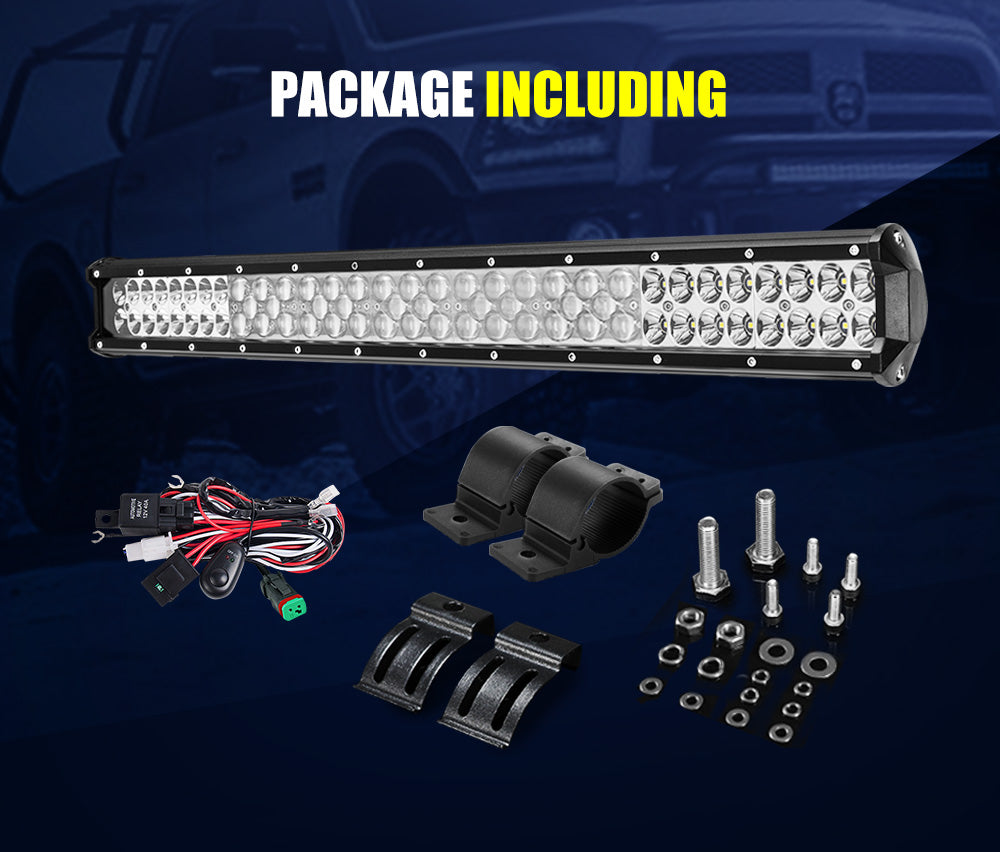 LIGHTFOX 26inch Philips LED Light Bar Spot Flood Driving Light w/ Bullbar Mounting Bracket