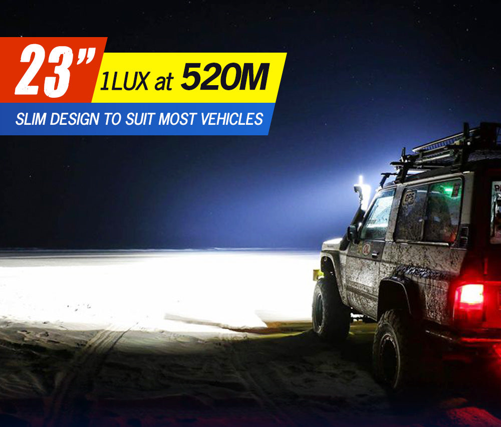 LIGHTFOX 23inch LED Light Bar Spot Flood Driving Lamp Bonus Plate Frame Offroad 4WD
