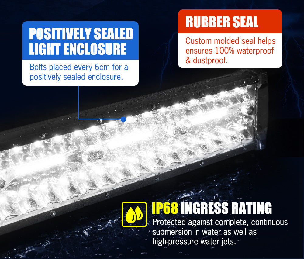 LIGHTFOX 23inch LED Light Bar Spot Flood Driving Lamp Bonus Plate Frame Offroad 4WD