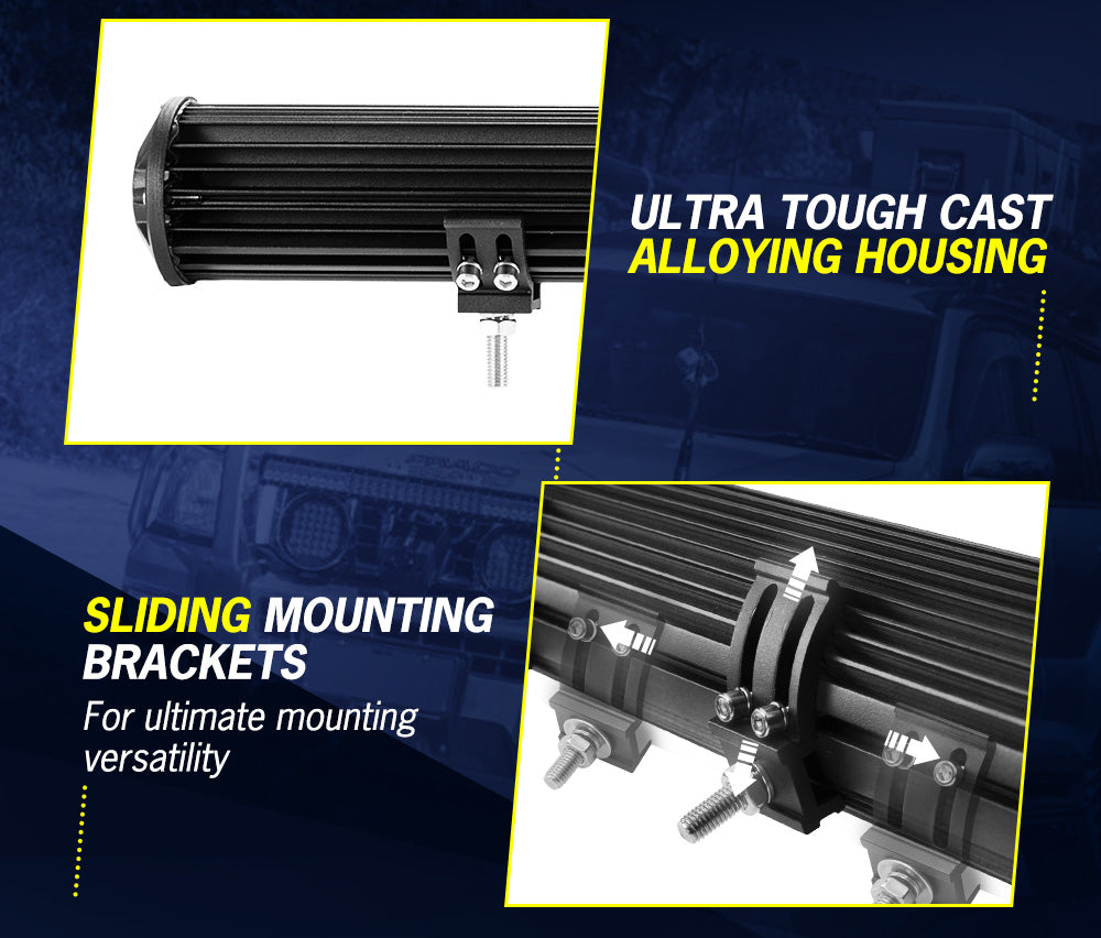 LIGHTFOX 23inch LED Light Bar Spot Flood Driving Lamp Bonus Plate Frame Offroad 4WD