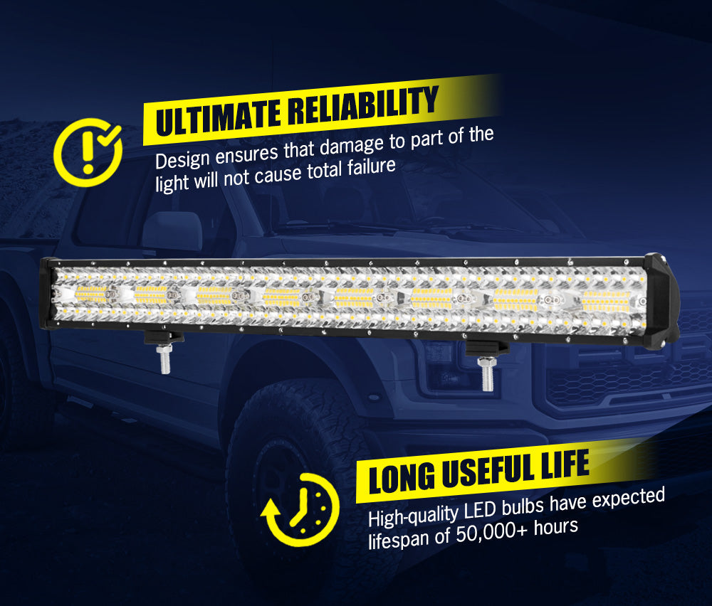 LIGHTFOX 23inch LED Light Bar Spot Flood Driving Lamp Bonus Plate Frame Offroad 4WD