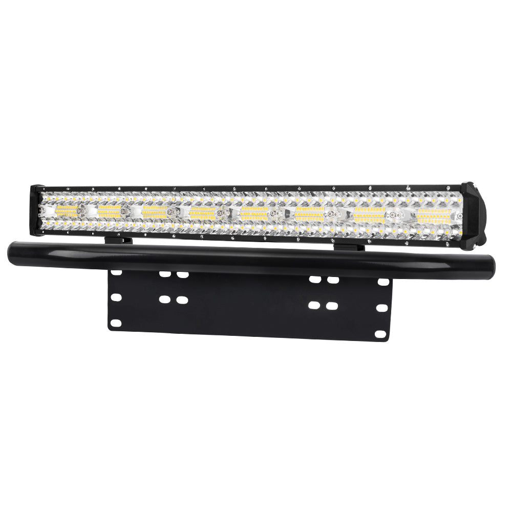 LIGHTFOX 23inch LED Light Bar Spot Flood Driving Lamp Bonus Plate Frame Offroad 4WD