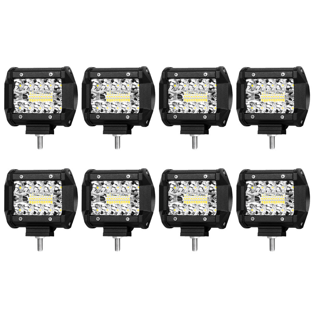 LIGHTFOX 8x 4inch LED Work Light Bar Spot Flood Work Fog Lamp Reverse Offroad 4WD