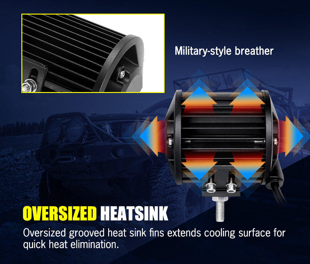 LIGHTFOX 2x 4inch LED Light Bar SPOT FLOOD 3Row Work Fog Lamp Offroad 4x4