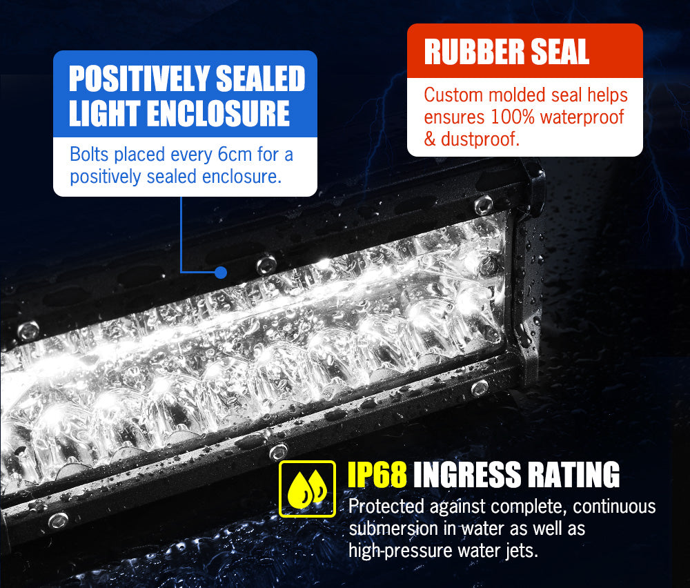 LIGHTFOX 2x 7inch LED Light Bar Spot Flood Combo Work Driving Lights OffRoad 4WD 6"