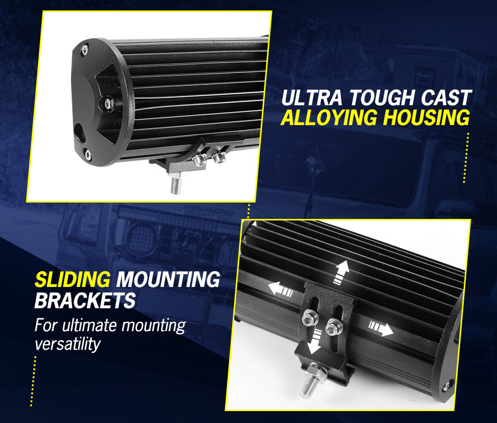 LIGHTFOX 2x 7inch LED Light Bar Spot Flood Combo Work Driving Lights OffRoad 4WD 6"