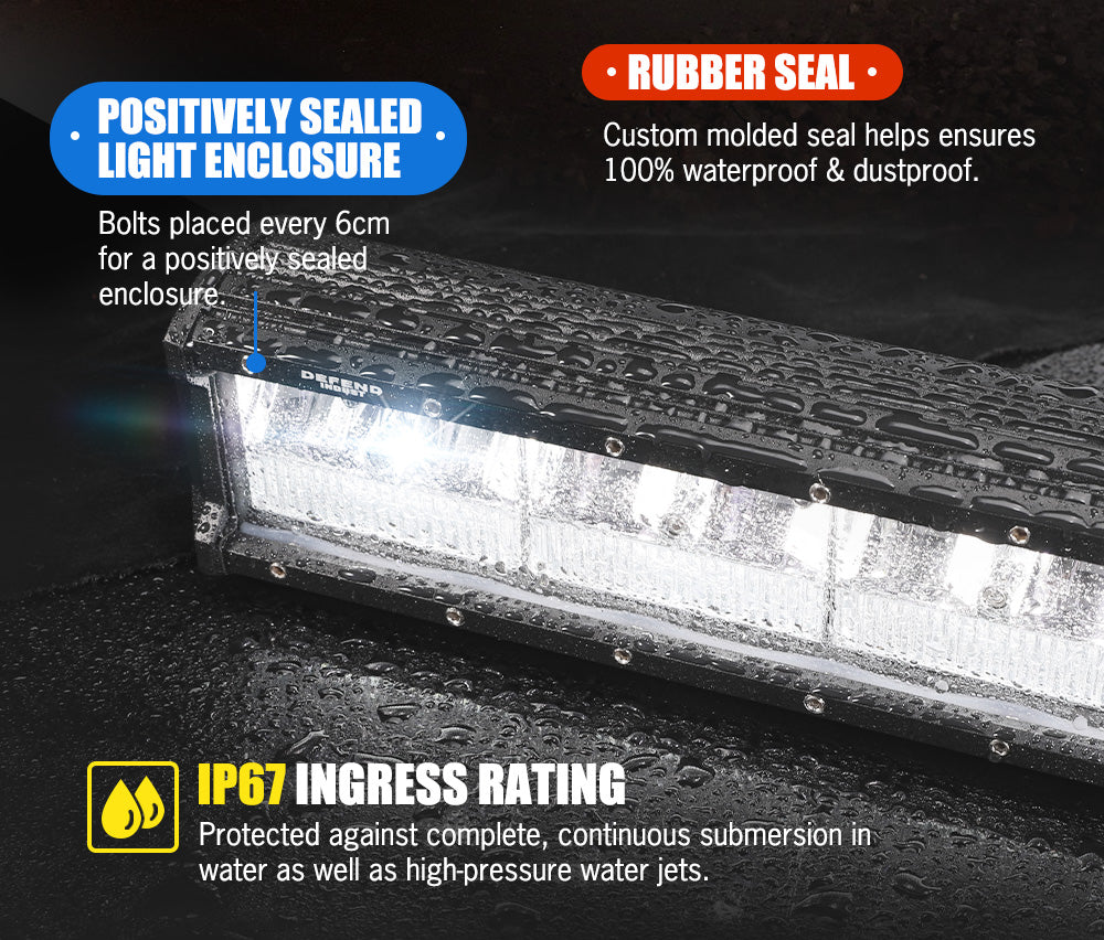 DEFEND INDUST 12inch LED Light Bar Combo Beam Dual Row W/ Number Plate