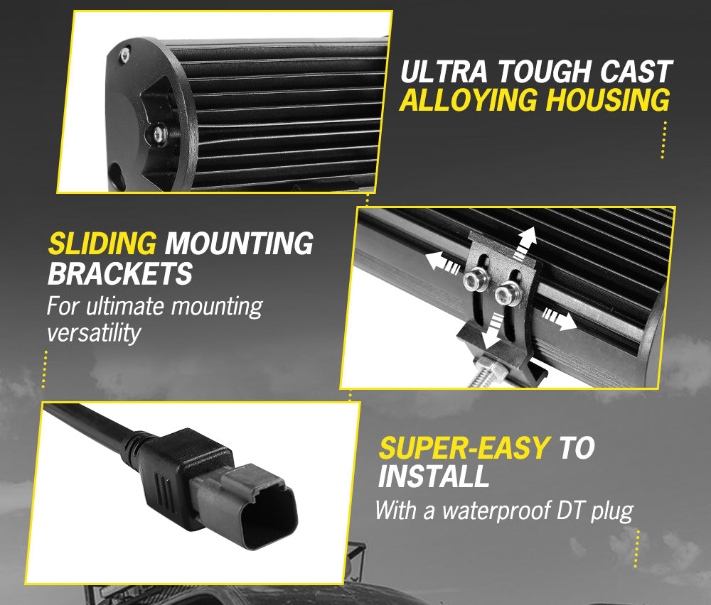 DEFEND INDUST 12inch LED Light Bar Combo Beam Dual Row W/ Number Plate