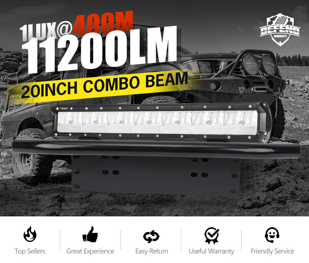 DEFEND INDUST 20inch LED Light Bar Combo Beam Driving Lamp with Plate Frame