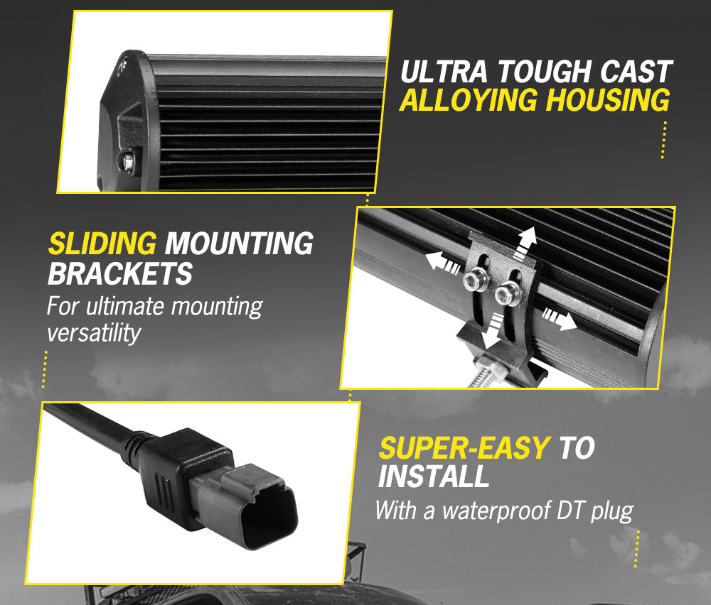 DEFEND INDUST 20inch LED Light Bar Combo Beam Driving Lamp with Plate Frame