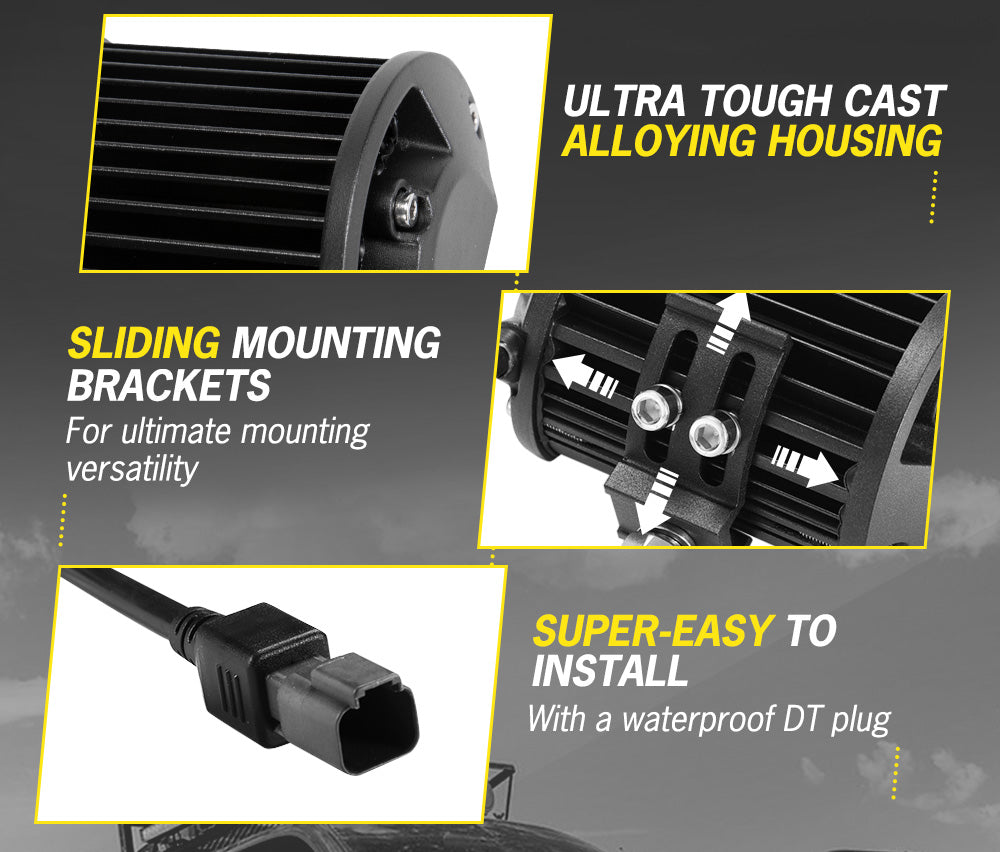 FIERYRED 4x 4inch LED Light Bar Spot Flood Reverse 4WD 12V 24V