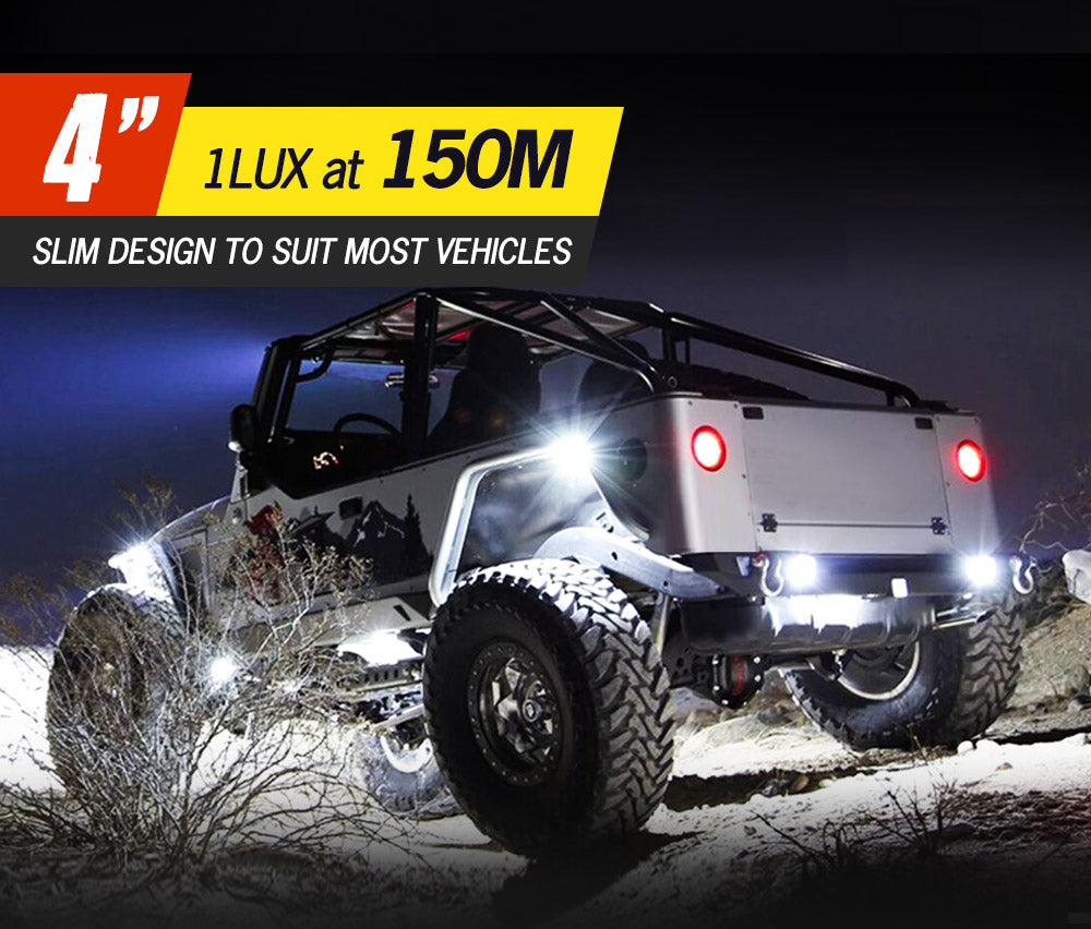 DEFEND INDUST 4x 4inch LED Light Bar Spot Flood Reverse 4WD 12V 24V