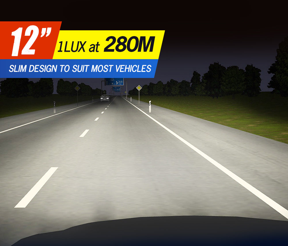 LIGHTFOX 12inch LED Light Bar Spot Flood Driving Offroad Truck+Number Plate Frame