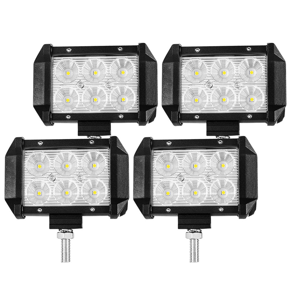 LIGHTFOX 4x 4inch LED Work Lights Bar FLOOD Off Road Reverse Boat 12V24V
