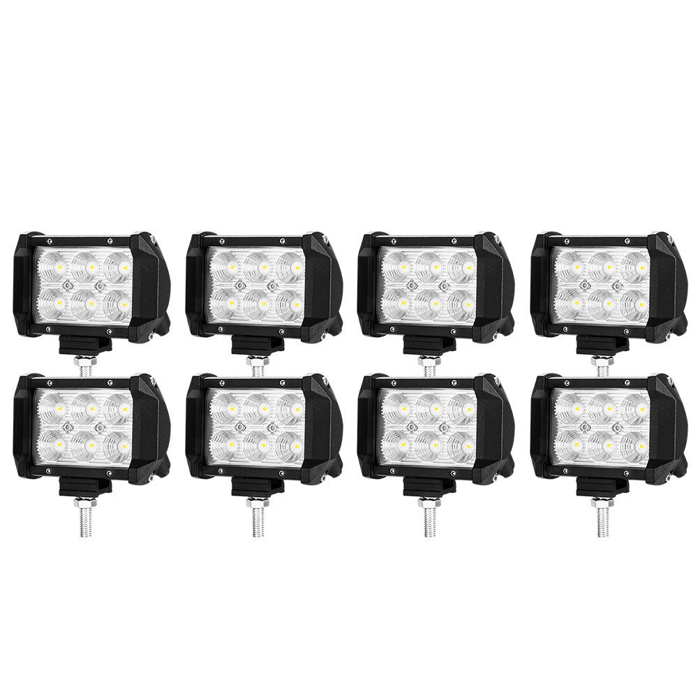 LIGHTFOX 8x 4inch 30W LED Work Light Bar Reverse Flood Beam Driving Offroad 4x4