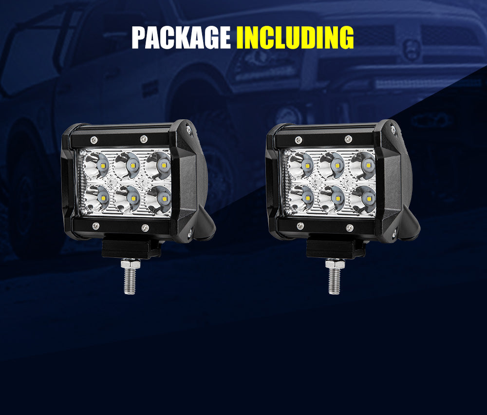 2 x 4inch LED Work Light Reverse Spot Beam Driving Light Offroad 4x4