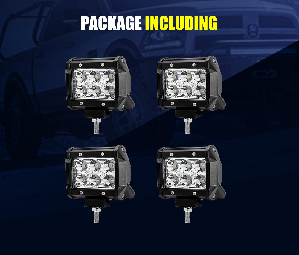 4 x 4inch LED Work Light Reverse Spot Beam Driving Light Offroad 4x4