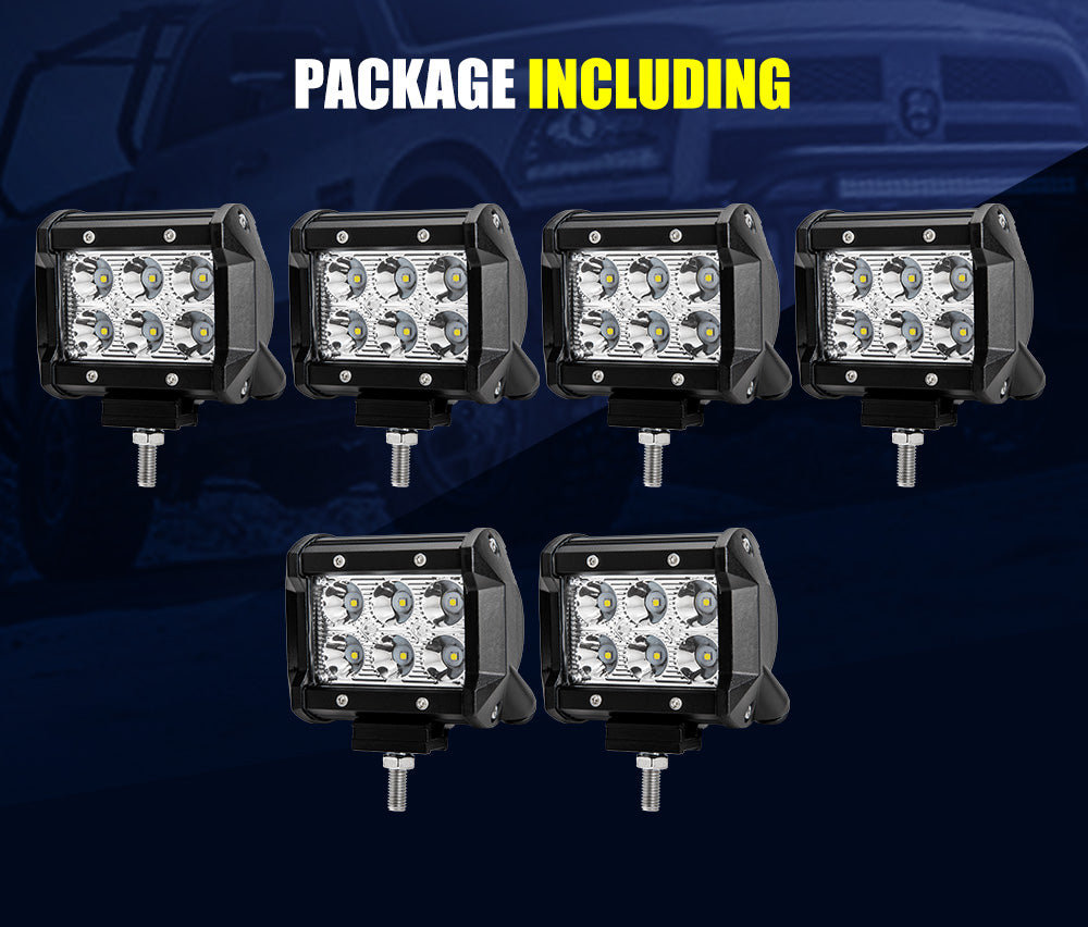 6 x 4inch LED Work Light Reverse Spot Beam Driving Light Offroad 4x4