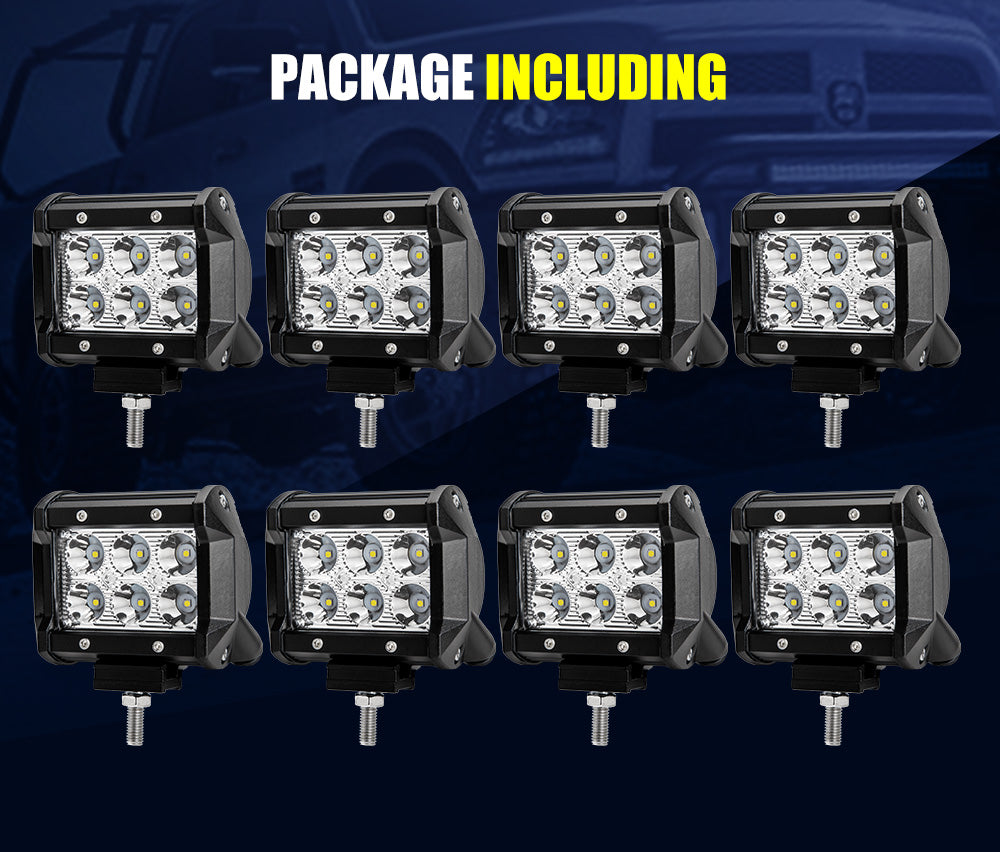 8 x 4inch LED Work Light Bar Reverse Spot Beam Driving Light Offroad 4x4