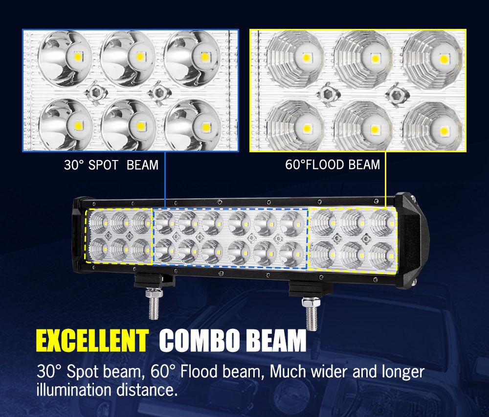 LIGHTFOX 12inch LED Light Bar Spot Flood Driving Offroad Truck+Number Plate Frame