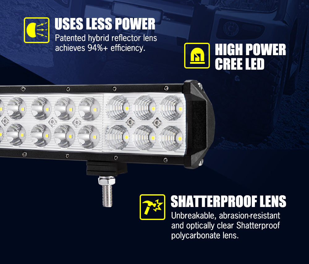 LIGHTFOX 12inch LED Light Bar Spot Flood Driving Offroad Truck+Number Plate Frame