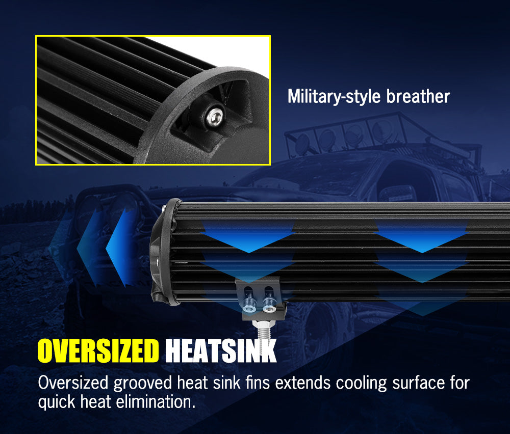 LIGHTFOX 12inch LED Light Bar Spot Flood Driving Offroad Truck+Number Plate Frame