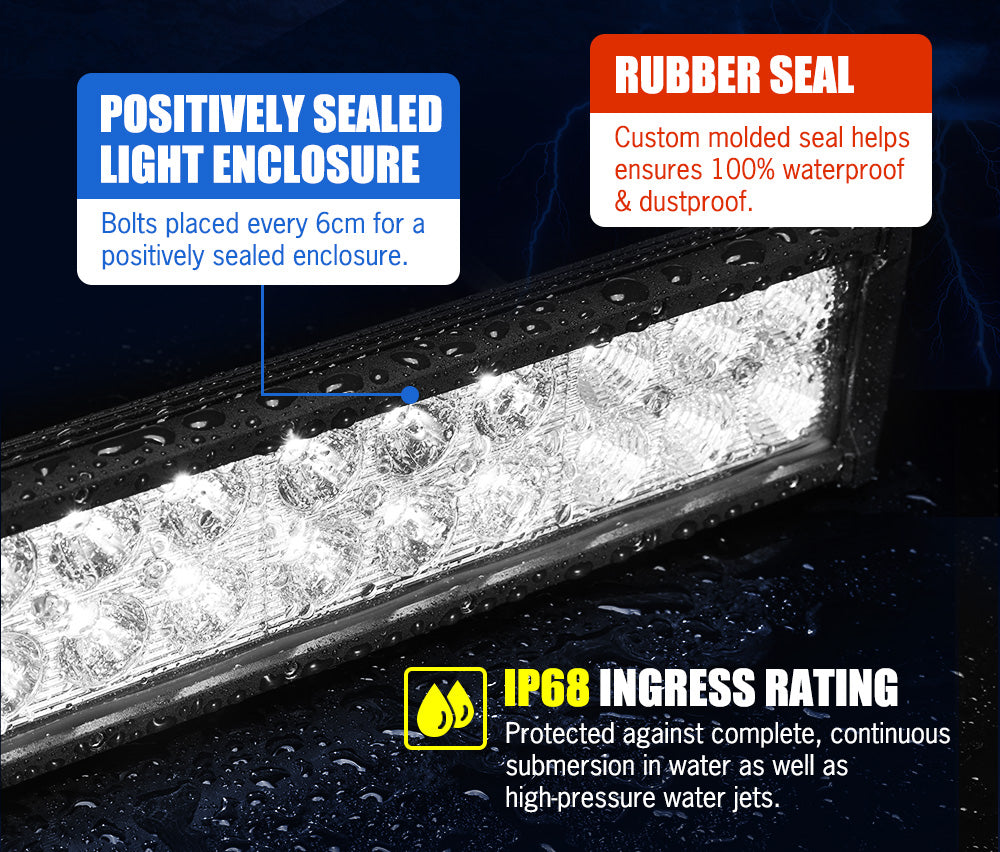 LIGHTFOX 12inch LED Light Bar Spot Flood Driving Offroad Truck+Number Plate Frame