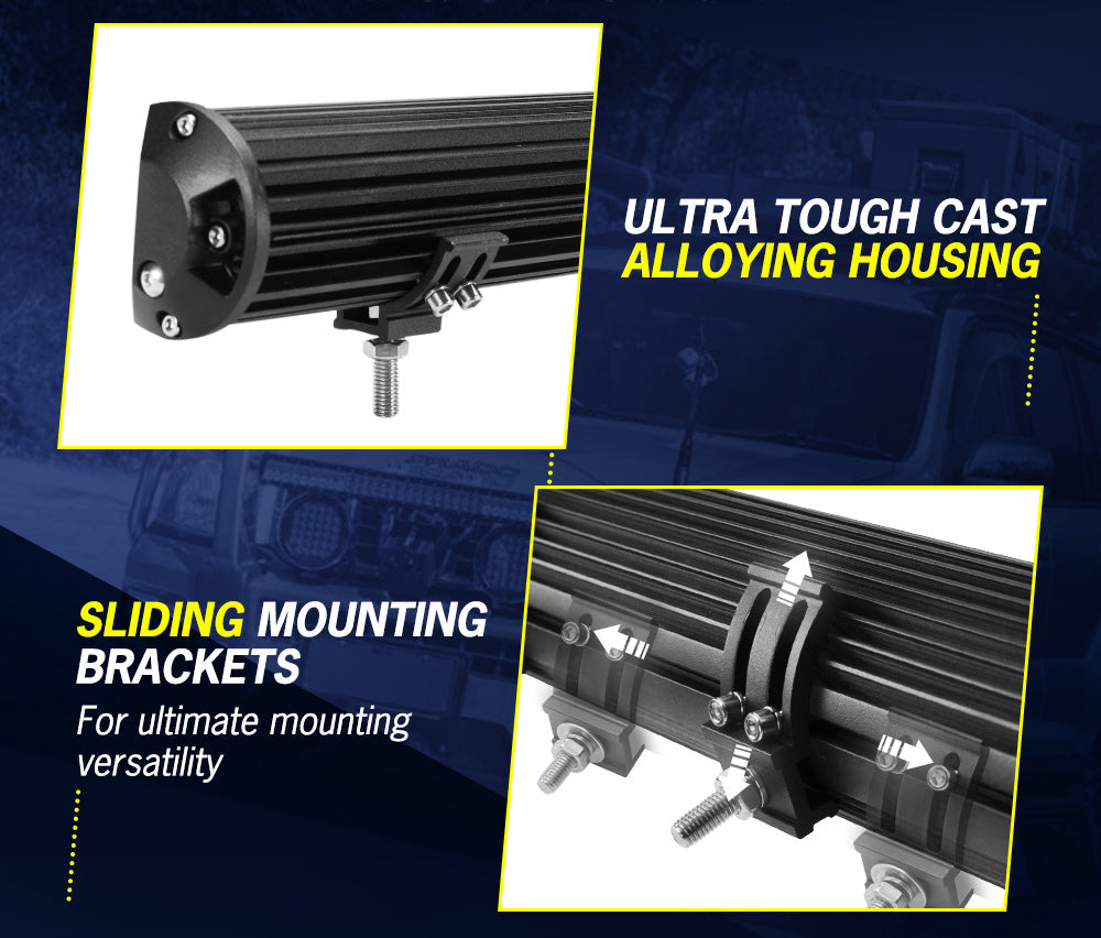 LIGHTFOX 12inch LED Light Bar Spot Flood Driving Offroad Truck+Number Plate Frame