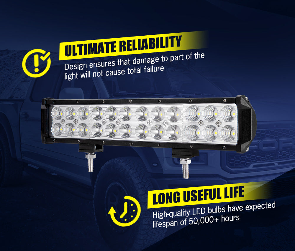 LIGHTFOX 12inch LED Light Bar Spot Flood Driving Offroad Truck+Number Plate Frame