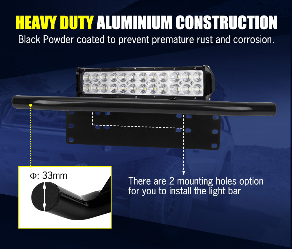 LIGHTFOX 12inch LED Light Bar Spot Flood Driving Offroad Truck+Number Plate Frame