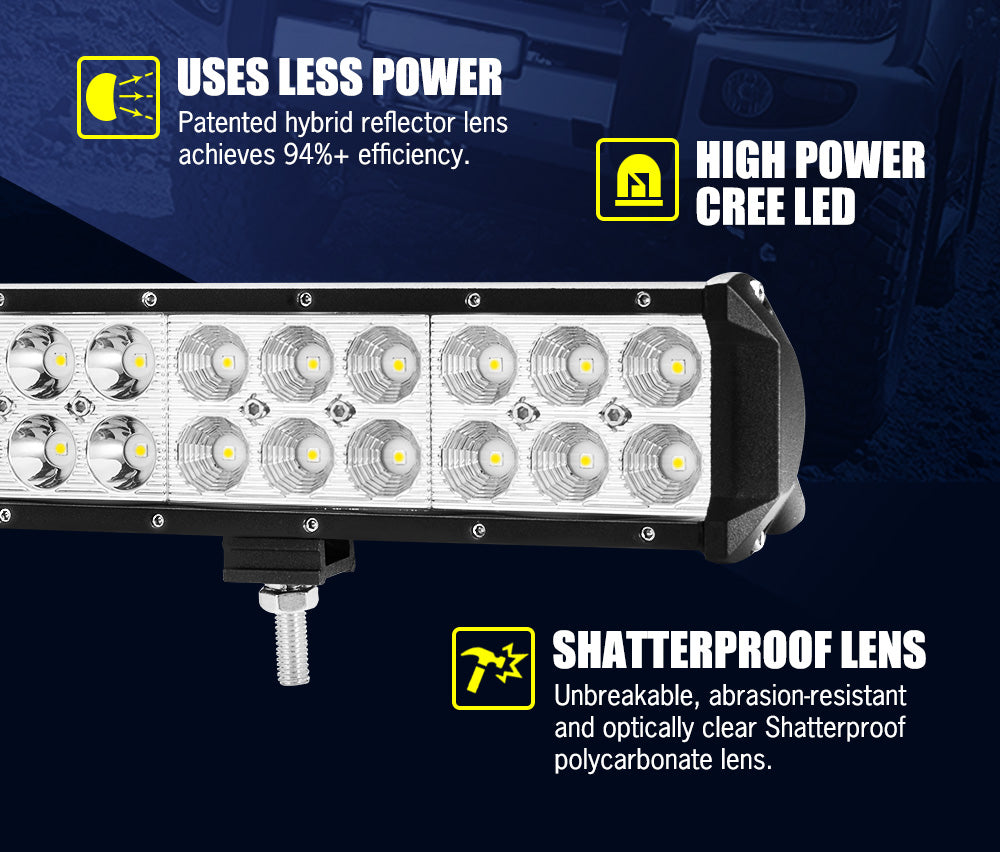 LIGHTFOX 23inch LED Light Bar Spot Flood Combo Beam Driving+Number Plate Frame