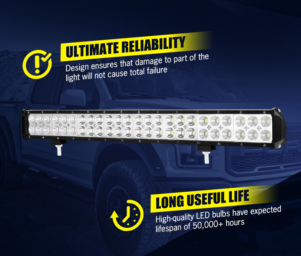 LIGHTFOX 23inch LED Light Bar Spot Flood Combo Beam Driving+Number Plate Frame