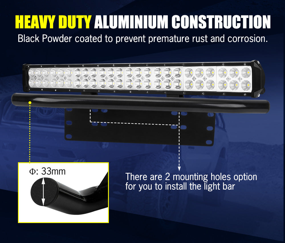 LIGHTFOX 23inch LED Light Bar Spot Flood Combo Beam Driving+Number Plate Frame