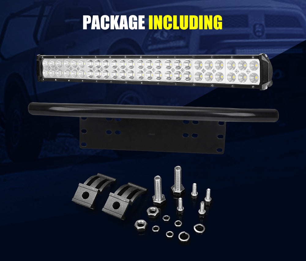 LIGHTFOX 23inch LED Light Bar Spot Flood Combo Beam Driving+Number Plate Frame