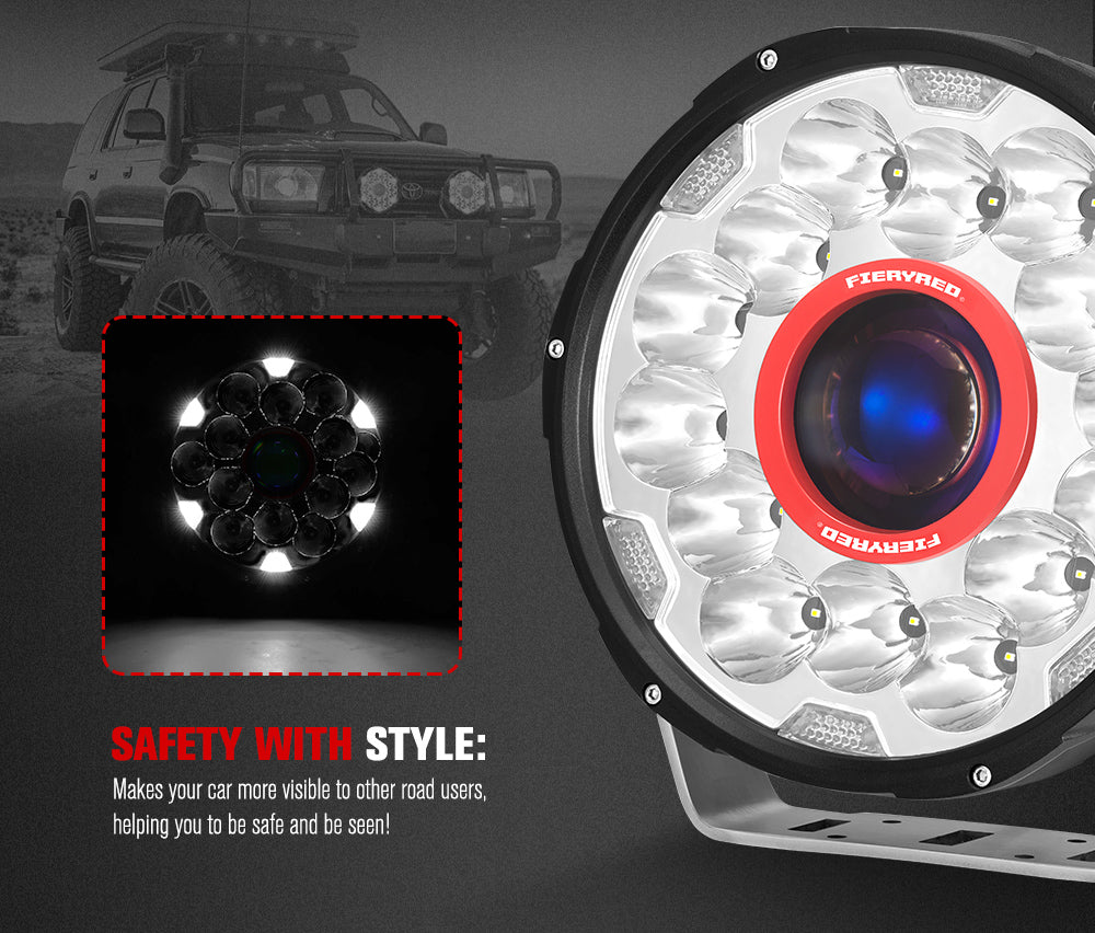 FIERYRED 7inch Laser Driving Lights Round Spot Lights Offroad Replace HID