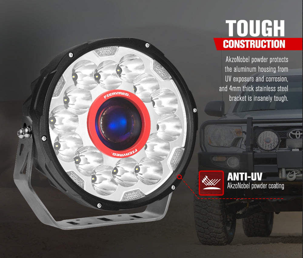 FIERYRED 7inch Laser Driving Lights Round Spot Lights Offroad Replace HID