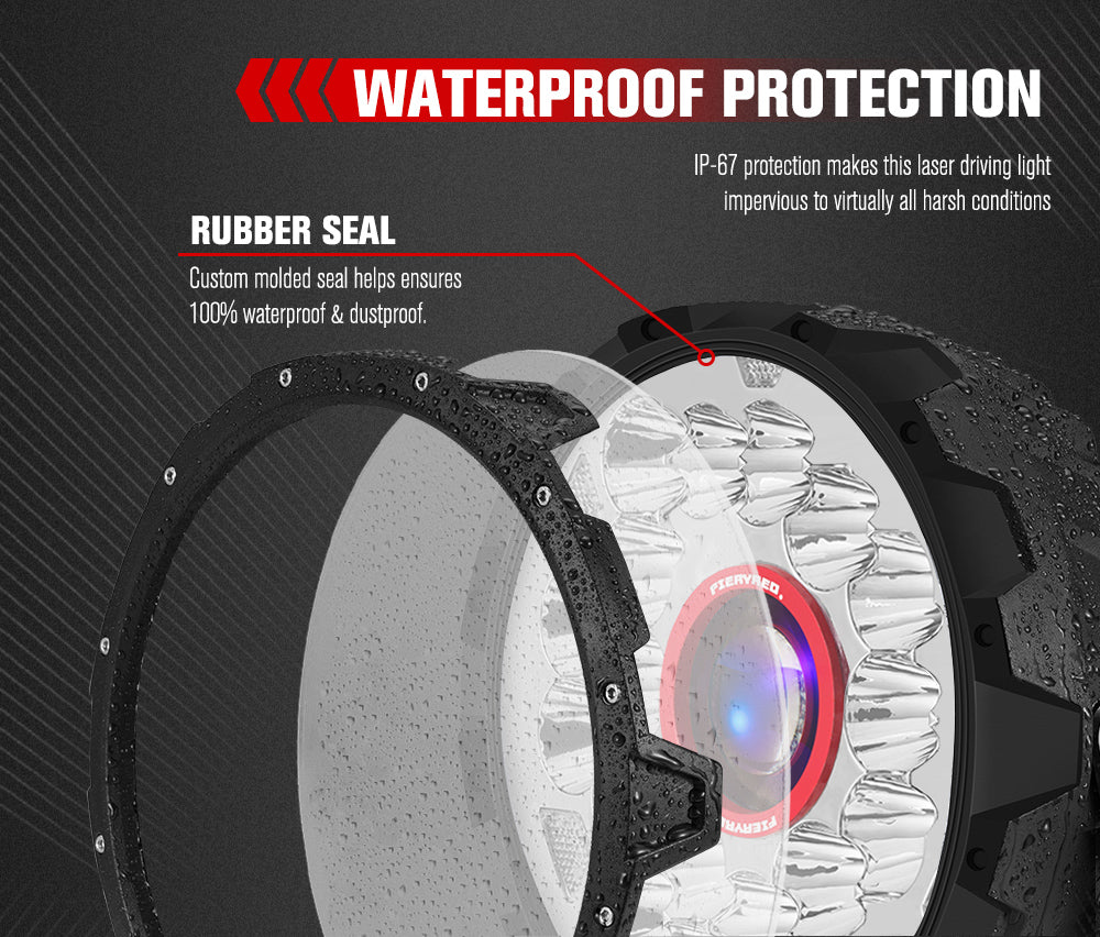 FIERYRED 7inch Laser Driving Lights Round Spot Lights Offroad Replace HID