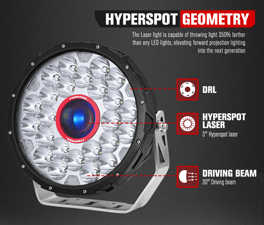 FIERYRED 9inch Laser Driving Lights Round Spot Lights Offroad Replace HID