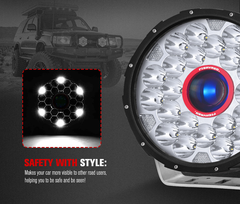 FIERYRED 9inch Laser Driving Lights Round Spot Lights Offroad Replace HID