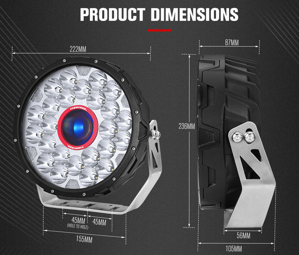 FIERYRED 9inch Laser Driving Lights Round Spot Lights Offroad Replace HID