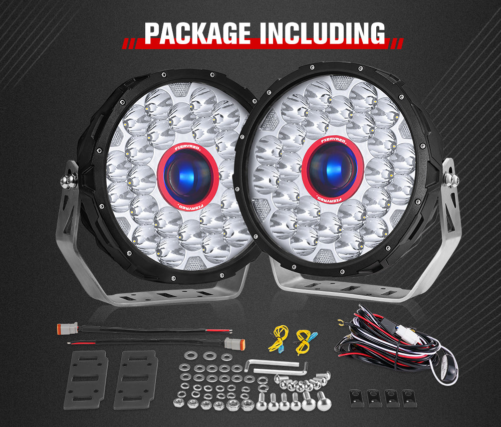 FIERYRED 9inch Laser Driving Lights Round Spot Lights Offroad Replace HID