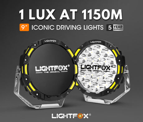 LIGHTFOX 9inch LED Spot Driving Lights Round Slim Spotlights 4x4 OffRoad SUV