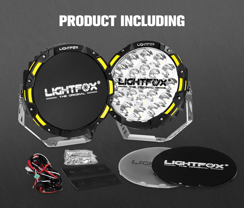 LIGHTFOX 9inch LED Spot Driving Lights Round Slim Spotlights 4x4 OffRoad SUV