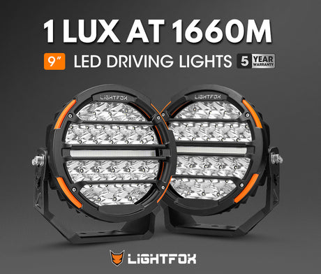 Lightfox Pair 9" Osram LED Driving Lights Round Spotlight Spot Headlight DRL