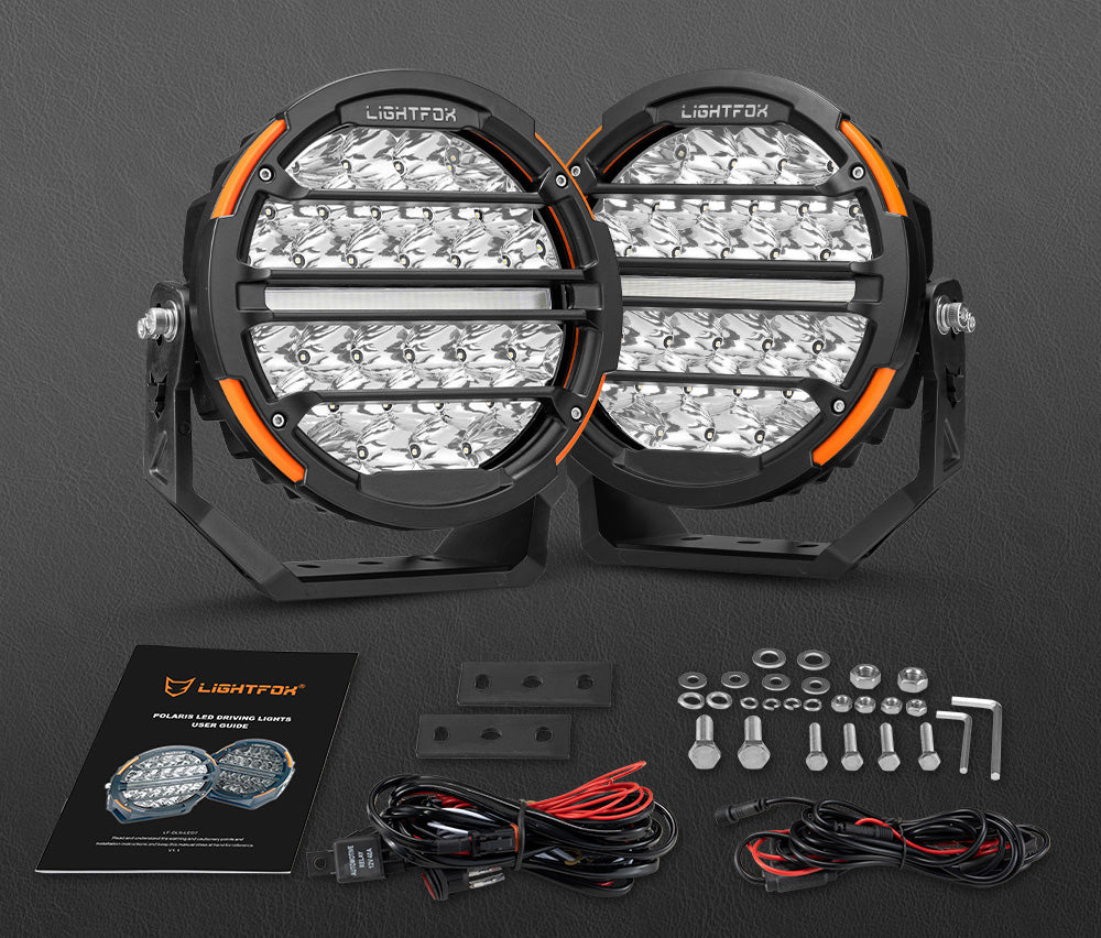 Lightfox Pair 9" Osram LED Driving Lights Round Spotlight Spot Headlight DRL