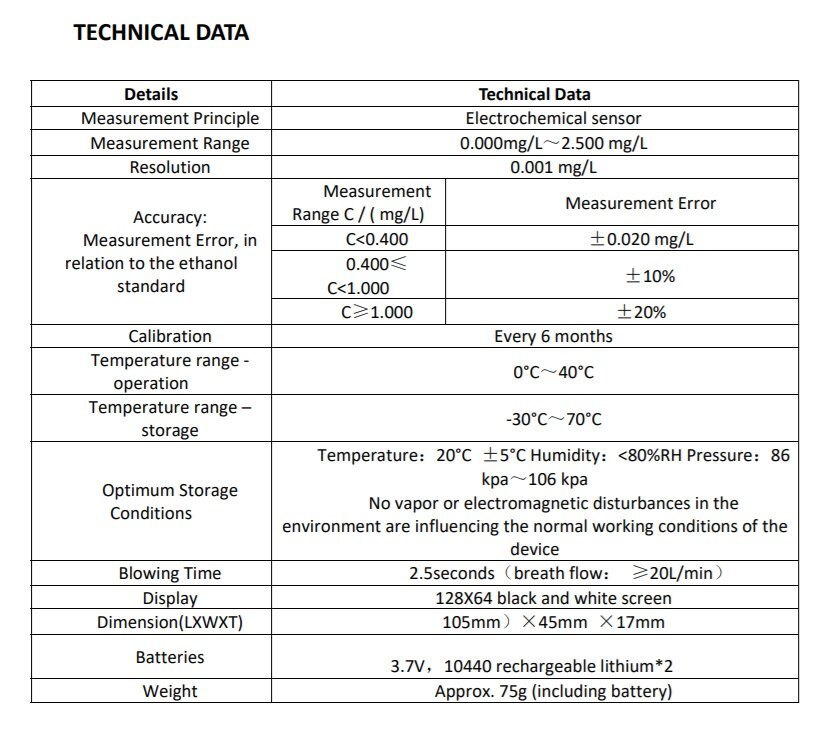 adt KY8600 Personal Breathalyser