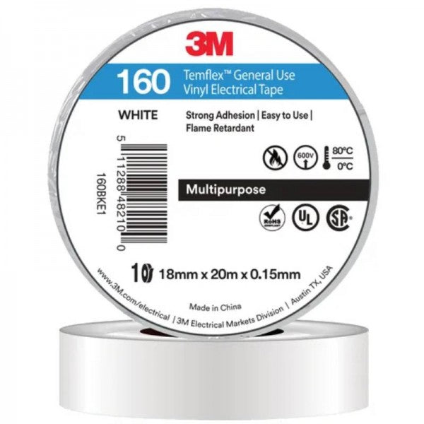 3M Temflex Tape 160 18mm x 20m - White