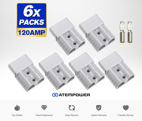 ATEM POWER 6 x Anderson Style Plug Connectors 120 AMP 12-24V 6AWG DC Power Tool