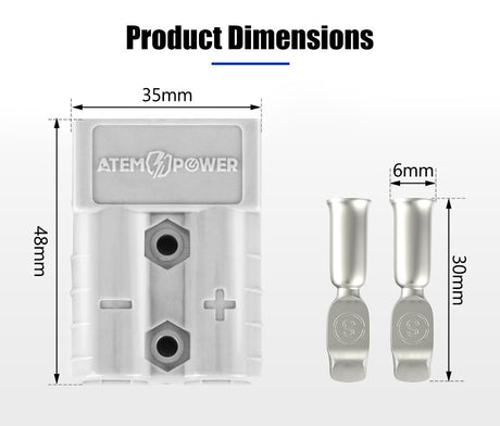 ATEM POWER 10Pcs Anderson Style Plug 50AMP 12-24V 6AWG with T Handle Dust Cap