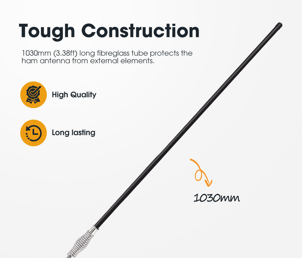 SAN HIMA 6.6DBI Black Heavy Duty Hi Gain Antenna For Uhf Cb Radio Bull Bar Fiberglass